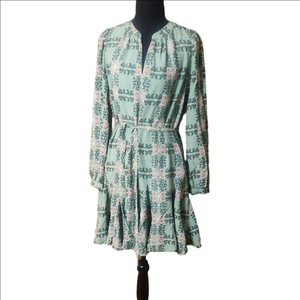 LOFT Mint Green Floral Long Sleeve Dress
